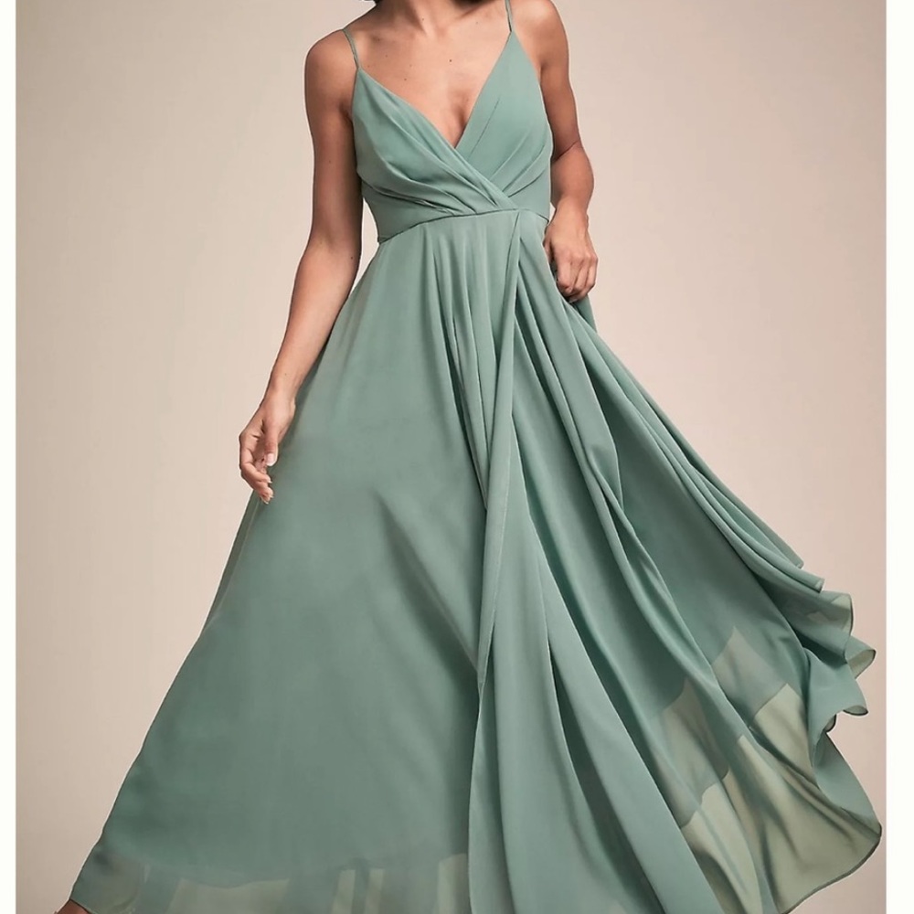 BHLDN EVA MAXI GREEN BRIDESMAID DRESS